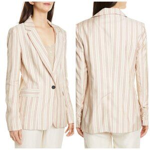 Joie‎  Kishina Laced-Cuffs Striped Blazer Size 10, Beige, New with tag